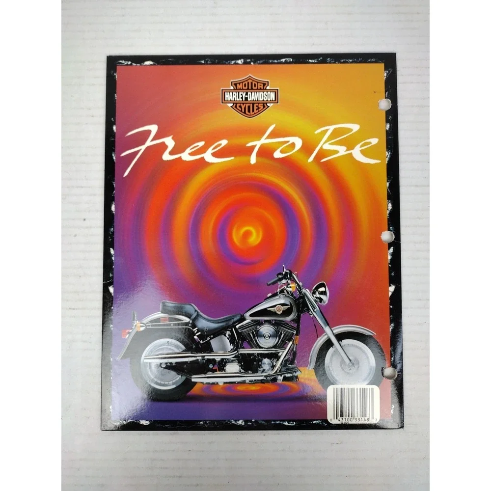VTG 1996 Y2K Mead Portfolio Folder HARLEY DAVIDSON Motorcycle FREE TO BE USA H-D
